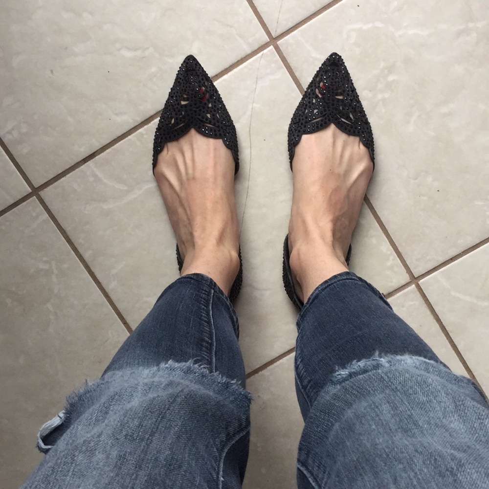 Betsey Johnson d'Orsay Rhinestone Flats